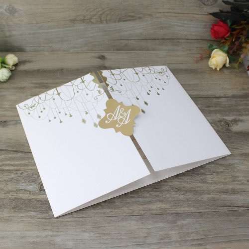 Foiling Invitation Card with Hand Bag Gate Fold Wedding Invitation Elegant Card 